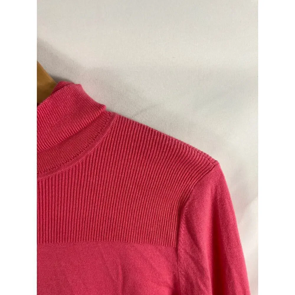 Talbots Pink Ribbed Detail Turtleneck Sweater Size LP